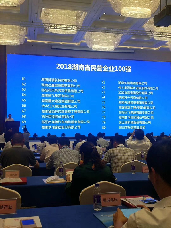 湖南省發(fā)布民營(yíng)企業(yè)100強(qiáng)名單，天嬌榮膺63位